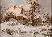 Karl Julius von Leypold Dorfansicht im Winter oil on canvas
